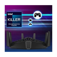 acer Predator Connect W6 Wi-Fi 6E Gaming Router | Hybrid QoS Compatible with Intel Killer Prioritization Engine | Tri-Band AXE7800 2.4GHz/5GHz/6GHz |
