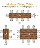 Tribesigns Square Dining Table Set of 6, Industrial Dinner Table with Metal Base, Wood Kitchen Table for 10 People, Brown Bar Table for Restaurants, K