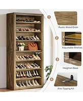 Tribesigns 71" Tall Shoe Cabinet, Large Wood Freestanding Shoe Storage Organizer for 32-36 Pairs, 8-Tier Vertical Shoe Rack with Adjustable Shelves fo