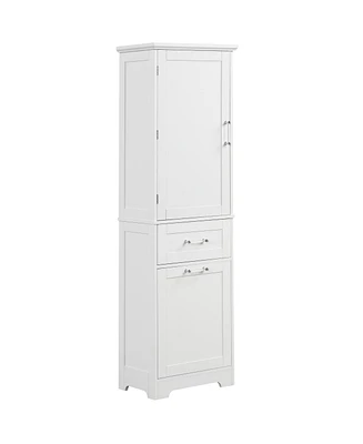 Tall Bathroom Storage Cabinet with Shelves and Doors for Compact and Organized Storage