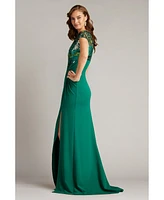 Tadashi Shoji Eleonora Draped Sequin Illusion Gown