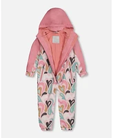 Deux par Kids Unisex Printed Mid-Season One-Piece Outerwear Light Pink With Hearts