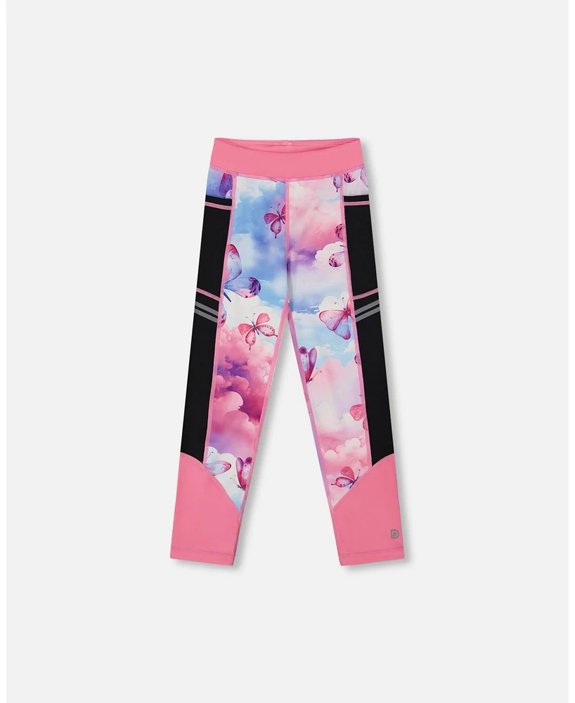 Deux par Girls Printed Athletic Leggings Pink, Blue And Butterflies