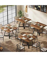 Tribesigns Square Dining Table Set of 2, 31.5" Industrial Dinner Table with Metal Base, Wood Kitchen Table for 4-6 People, Brown Bar Table for Restaur