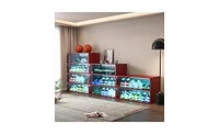 Three-Tier Led Shoe Cabinet with Glass Front for Organization