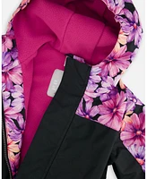 Deux par Toddler Girls Mid-Season One-Piece Outerwear Black With Pink And Orange Flowers - Toddler|Child