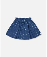 Deux par Toddler Girls Printed Chambray Skort Navy Blue And White Hearts - Toddler|Child