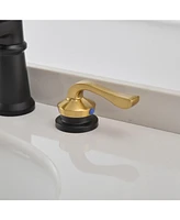 8 in. Waterfall Widespread 2-Handle 3 Holes Bathroom Faucet With Metal Drain in Spot Resist Black Gold