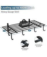 Lovmor 1 Pack Heavy Duty Garage Wall Shelving,2x4FT Garage Shelves Wall Mounted with 6 Hooks,Loads 400 lbs