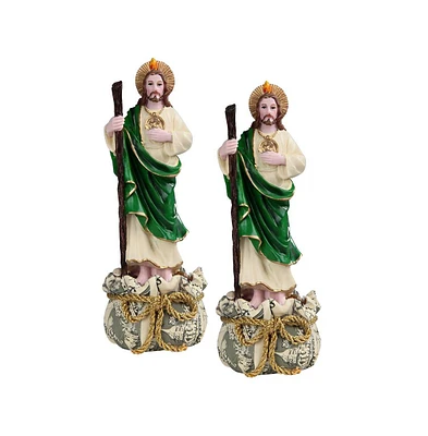 2-pc Set" Fc Design 9"H Saint Jude Standing on Money Sack Statue Holy Figurine Statue Ornament Home Room Office Decor and Perfect Ideas for Housewarm