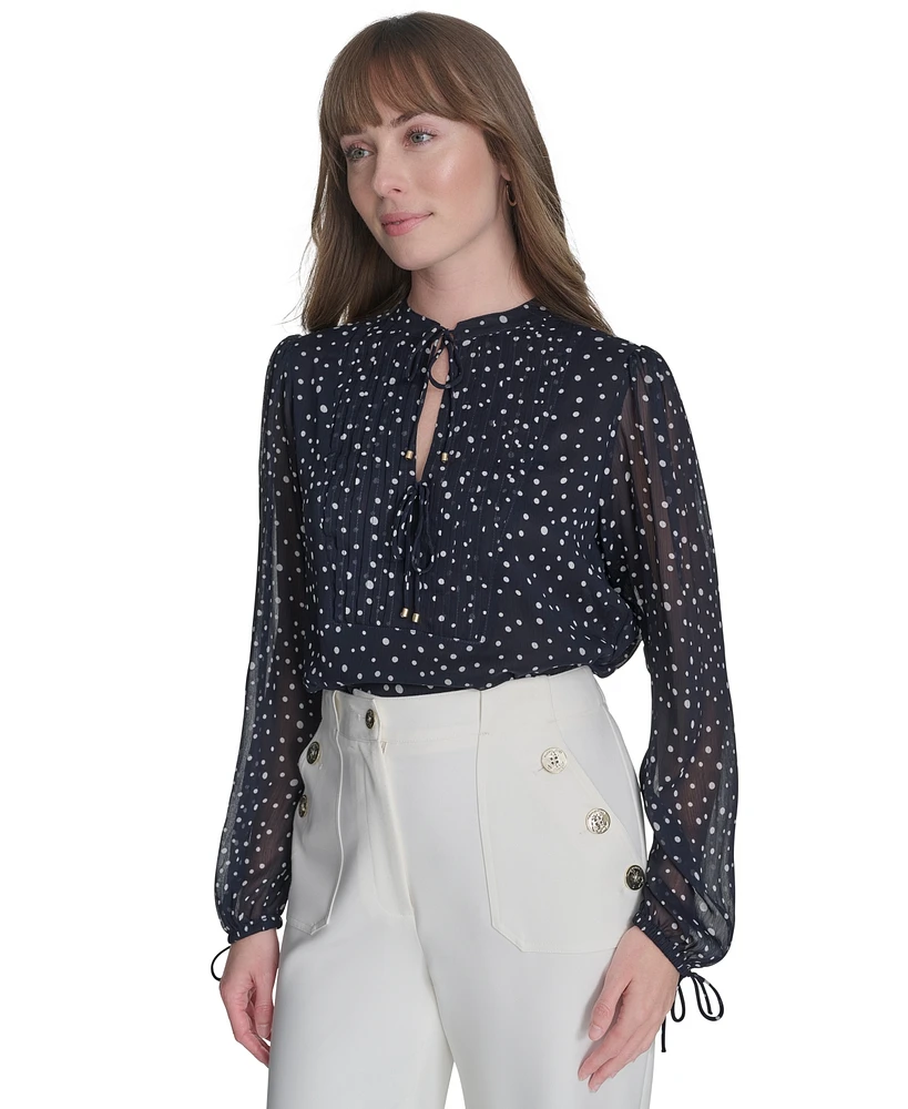 Tommy Hilfiger Women's Tie-Front Popover Blouse