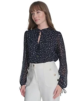 Tommy Hilfiger Women's Tie-Front Popover Blouse