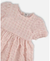 Deux par Deux Toddler Girls Plaid Puff Sleeve Dress Beige Pink - Toddler|Child