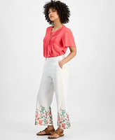 Tommy Hilfiger Women's Floral-Hem Cropped Jeans