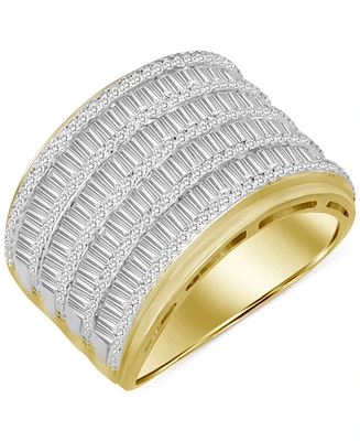 Men's Diamond Round & Baguette Multirow Ring (2 ct. t.w.) in 10k Gold