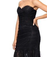 Betsy & Adam Women's Sequined Lace Corset Gown