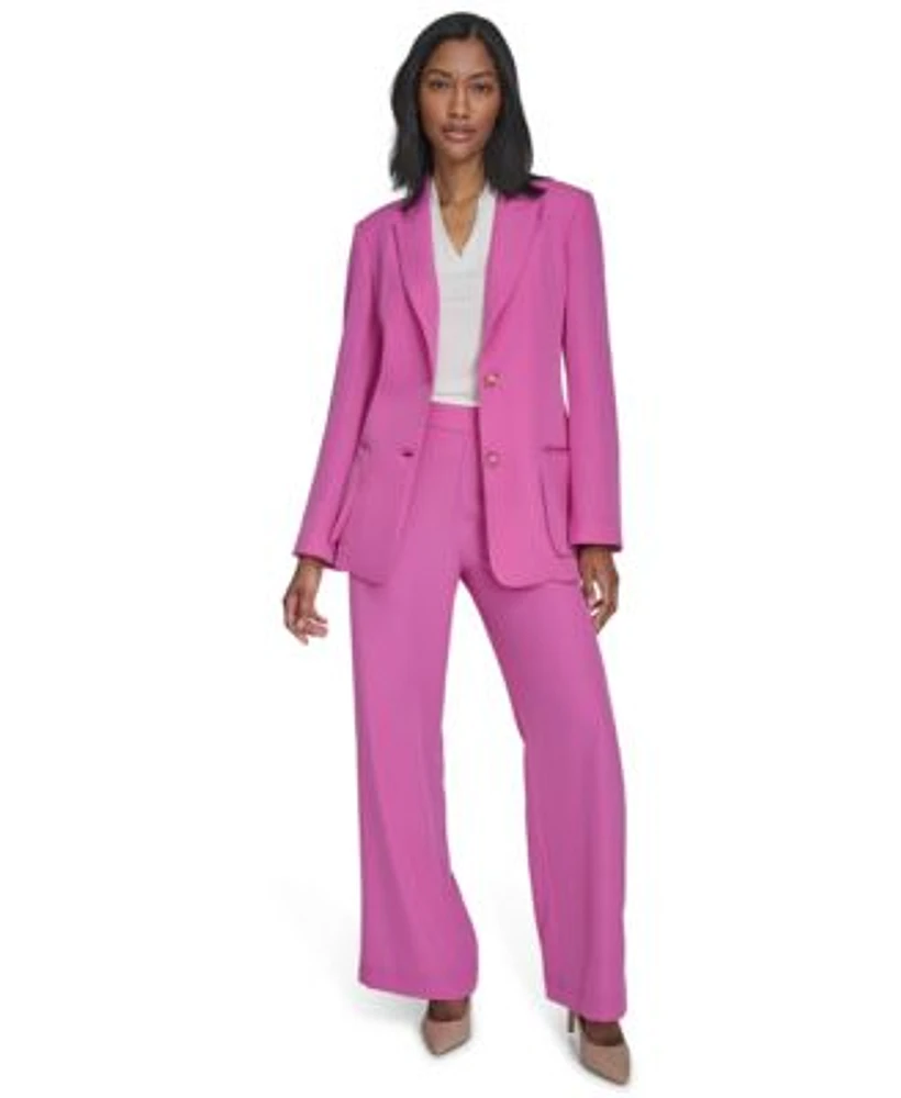 Halston Womens Two Button Blazer High Rise Wide Leg Pull On Pants