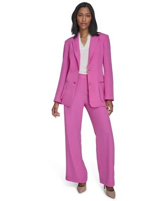 Halston Womens Two Button Blazer High Rise Wide Leg Pull On Pants