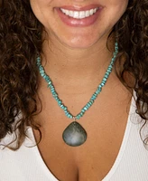 Barse Pueblo Blue Turquoise Magnesite and Jasper Sterling Silver Teardrop Pendant Necklace