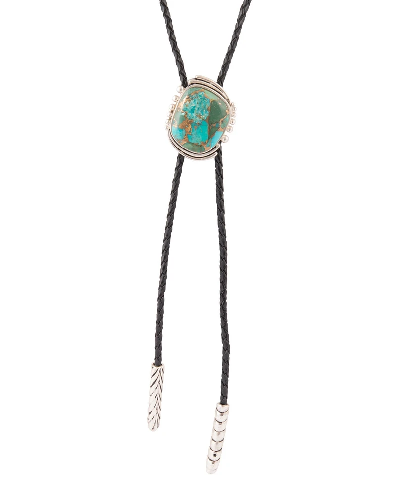 Barse Bolo Tie Blue Turquoise Sterling Silver Abstract Necklace