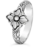 Devata Bali Flower Ring in Sterling Silver