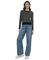 Dkny Jeans Petite Striped Crewneck Sweater