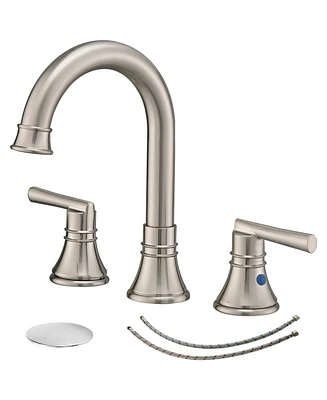 J-Spout 8 in. Widespread 2-Handle Bathroom Sink Faucet Brushed Nickel