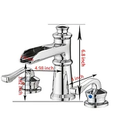 8 in. Waterfall Widespread 2-Handle Bathroom Faucet With Drain Assembly in Polished Chrome