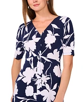 Msk Women's Floral-Print Twist-Front Midi Dress