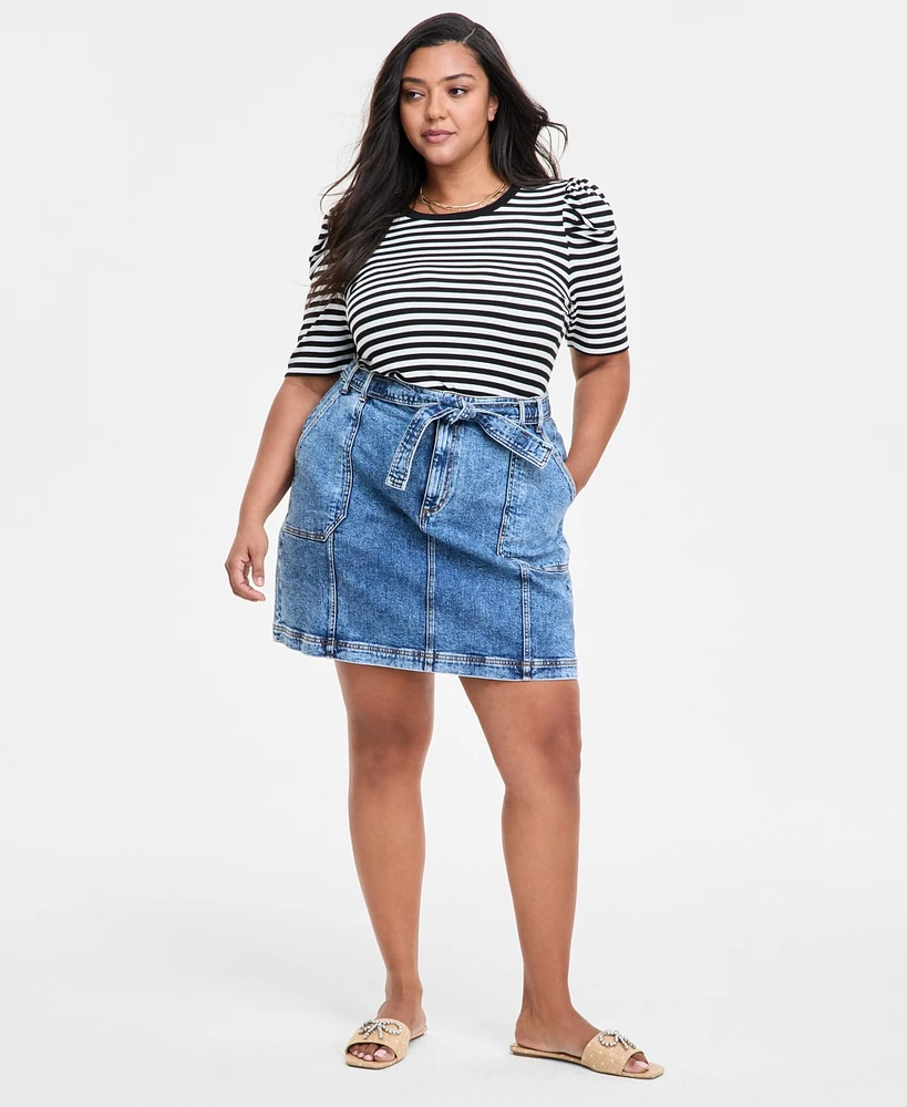 On 34th Trendy Plus Denim Utility Mini Skirt, Exclusively at Macy's