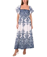 1.state Women's Printed Eyelet Short-Sleeve Dress