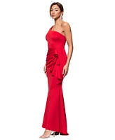 Xscape Petite Ruffled One-Shoulder Gown