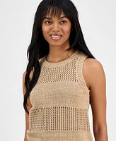 Nautica Jeans Women's Mesh Striped Sleeveless Sweater