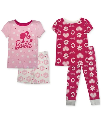 Barbie Toddler Girls Cotton Pajamas, 4 Piece Set