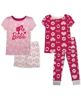 Barbie Toddler Girls Cotton Pajamas, 4 Piece Set