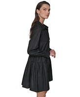 Karl Lagerfeld Paris Women's Collared Drop-Hem Shirtdress