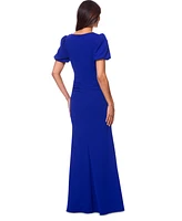 Xscape Women's Puff-Sleeve Ruffled Gown