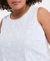 On 34th Trendy Plus Eyelet Sleeveless Dress, Created for Macy's