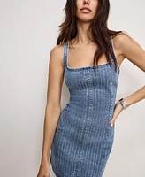 Good American Women's Denim Rhinestone Dress