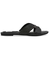 Dv Dolce Vita Women's Geeya Raffia Criss Cross Strap Flat Slide Sandals