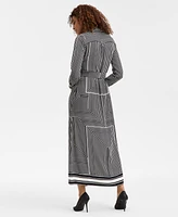 I.n.c. International Concepts Women's Printed Tie-Waist Button-Front Maxi Dress, Exclusively at Macy's