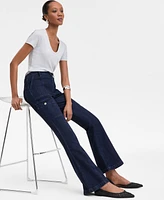 I.n.c. International Concepts Women's Utility High-Rise Flared Jeans, Exclusively at Macy's