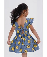 Winnie the Pooh Little Girls Disney Minnie Mouse Mickey Daisy Lilo & Stitch Princess Belle Ariel Chambray Skater Dress to