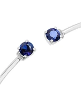 Macy's Lab Created Blue Sapphire (3-1/5 ct. t.w.) & Diamond Accent Open Cuff bracelet in Sterling Silver