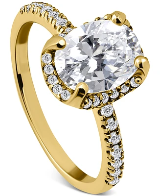 Giani Bernini Cubic Zirconia Oval Halo Ring 18k Gold-Plated Sterling Silver, Exclusively at Macy's