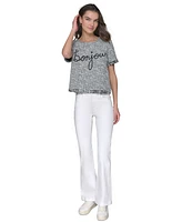 Karl Lagerfeld Paris Women's Bonjour Fringe-Trim Tee