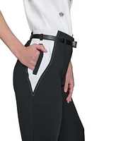 Karl Lagerfeld Paris Women's Belted Contrast-Trim Pants