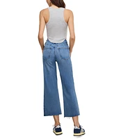 Good American Women's Soft-Tech Waist Palazzo Cropped Jeans