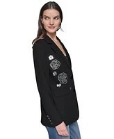 Karl Lagerfeld Paris Women's Embellished Rose Motif Blazer