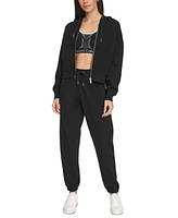 Calvin Klein Women's Fleece Crop Zip-Front Long-Sleeve Hoodie